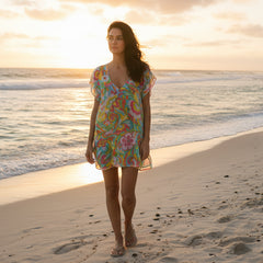 Sheer Bathing Suit Cover Up w/Bustline Drawstring (Multi-col