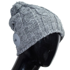 UGO Beanie - Grey Pom Pom - with Bluetooth Headphones