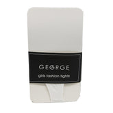 George Girls Fashion Tights (White w/Stirrups) - Size 12-16