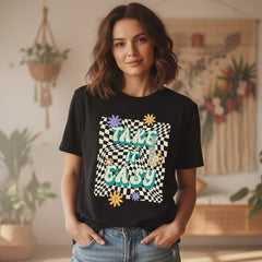 TAKE IT EASY T-SHIRT - ASSORTED SIZES- SMALL ( UPC # 1922348700475) 2 pcs , MEDIUM ( UPC # 1922348700482) 3 pcs , LARGE ( UPC # 1922348700499) 4 pcs, XL ( UPC # 1922348700505) 3 pcs - PRE PRICED $5