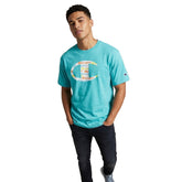 Champion Men's Classic Graphic Tee - Med - Blue Horizon ( Light Blue )