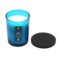 15 oz Brad Jar Candle – Mahogany Teakwood (2-Wick, Colored Glass, Metallic BOP Label)