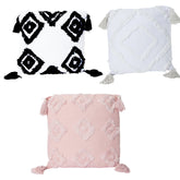 Room 2 Room 16X16 7in Tufted Cotton Pillow With Fringe Boho Design, Assorted Colors 8 of Each Pink Pillow UPC # 192234210115 White Pillow UPC # 1922342101148 - Black UPC # 1922342101162
