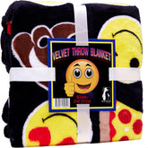 Emoji Throw Blanket Black