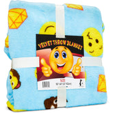 Emoji Throw Blanket Blue
