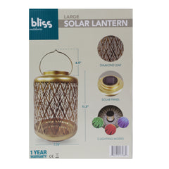 Bliss Large Decorative Outdoor Color Changing Solar Lantern-diamond Leaf-Gold