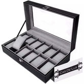 Watch Box Organizer Pillow Case 12 Slot Watch Box With Framed Glass Lid Watch Display Case for Men and Women Watch Boxes and Jewelry Watch Case- Brown Box Mail Order