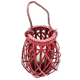 Barbara King 12 Teardrop Wicker Lantern, Remote - Brick