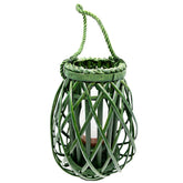 Barbara King 12 Teardrop Wicker Lantern, Remote - Black