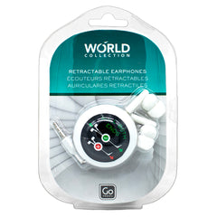 Go Travel World Collection Retractable Earphone - White