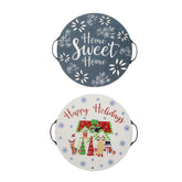 Temp-tations Reversible 15.5 Wooden Serving Tray- Home Sweet Home (Grey) / Happy Holidays