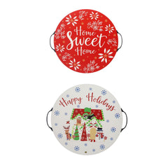 Temp-tations Reversible 15.5 Wooden Serving Tray - Home Sweet Home (Red) / Happy Holidays