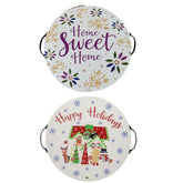 Temp-tations Reversible 15.5 Wooden Serving Tray - Home Sweet Home (Purple/White) / Happy Holidays