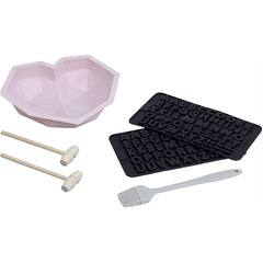 Silli Goose Silicone Heart Mold Baking Set Includes 1 heart mold, 2 letter molds, 2 wooden hammers & 1 basting brush