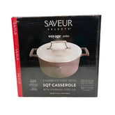 Cast Iron 5qt (25cm) casserole with Stainless Steel Lid Cast Iron with enamel coating interior and exterior, s/s 304, double wall lid, satin finished. Rabbit Grey