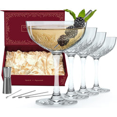Spiritif Glassware Set of 4 Coupe Glasses, Wine, Cocktail, Martini