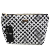 Jones NY -B/W OPTICAL PRINT LARGE RECTANGLE WEDGE COSMETIC BAG