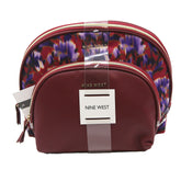 Nine West -2-PC FLORAL PRINTED NYLON AND PEBBLE PU DOME COSMETIC BAG SET