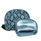 Nine West -2-PC PYTHON AND METALLIC PU DOME COSMETIC BAG SET