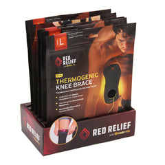 Red Relief - Size Large- Theromgenic Knee Brace - 1 knee brace - 6pc PDQ display