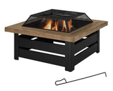 Hampton-Bay-Stoneham-34-00in-W-Black-Brown-Steel-Wood-Outdoor-Fire-Pit-with-Grate-Cover-and-Poker-Included-2394FP-2/319921813