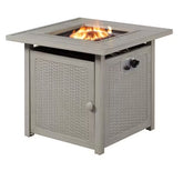 28.5 in. W 50000 Btu Gray Steel Propane Outdoor Fire Pit with Lava Rocks