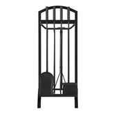 5 piece Fireplace Toolset Black Finish Includes Poker, Shovel, Brush, Tongs and Stand 12in W x 10.6in D X 30.1 in H