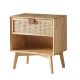 Silk & Snow - Wooden Nightstand (Rattan) - 1-Drawer