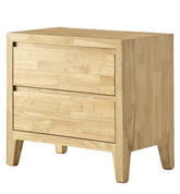 Silk & Snow - Nara Wooden Nightstand (Natural Rubberwood) - 2-Drawer