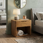 Silk & Snow - Bergen Wooden Nightstand (Walnut) - 1-Drawer