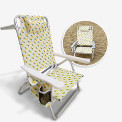 Bliss Folding Beach Chair w/ Towel Rack / Extension Leg & Cup Holder w/ Pocket - Pineapple
