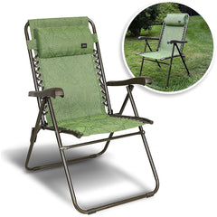 Bliss Reclinable Sling Patio Chair W/ Pillow - Green Banana Leaf - Bronze Frame