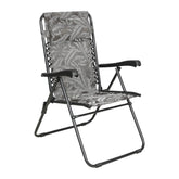 BLISS RECLINABLE SLING PATIO CHAIR W/ PILLOW - PLATINUM FERN - BLACK FRAME