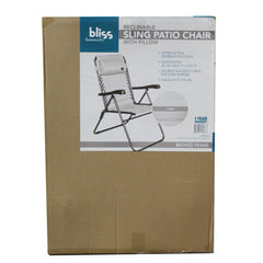 Bliss Reclinable Sling Patio Chair W/ Pillow - Sand - Bronze Frame