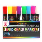 Creatov Liquid Chalk Window Markers, Fine, Assorted, 8 Pack