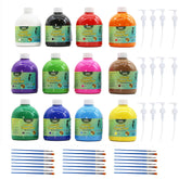 12 Tempera Paint Bottles Washable - 500 ml