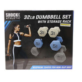 Shock Athletic 32 lb Dumbbell Set ( Includes: 2- 3 lb Weights, 2 - 5 lb Weights, 2 - 8 lb Weights , 1 - Dumbbell Tree )