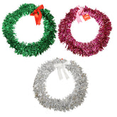 Tinsel Wreath 24in. Assorted Colors (4) Pink UPC # 1-922340-364576 (4) Green UPC # 1-922340-364576 (4) Silvers UPC # 1-922340-364583 - Pre Sticked $5- 12 pcs per case - Priced and Sold By Pc