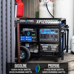 DuroMax XP12000DX 12,000-Watt / 9,500- Watt 457 cc Electric Start Dual Fuel Portable Generator - Grade A Refurbished