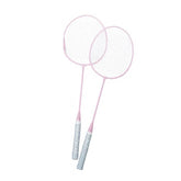 BADMINTON RACKETS With Carry Case Pink With Blue + White Checks On Handle