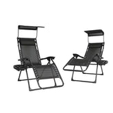 BLISS 2 CHAIRS IN 1 BOX 26in GRAVITY FREE RECLINERS W/PILLOW, CANOPY & TRAY, BLACK