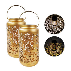 Bliss Med-2pck Decorative Outdoor Silver Lantern- Rose Gold