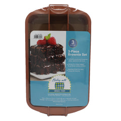 3 Piece Brownie Set -Pan 19.9 in. x 7.5 in x 1.9 in , Divider 12.1 in x 6.8 in x 2.5 in Removable Bottom