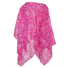 Women's Bathing Suit Cover Up Long Shirt Fuchsia Floral