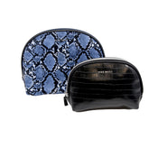 Nine West -2-PC SNAKE AND CROC PU DOME COSMETIC BAG SET