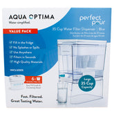 Perfect Pour XL 35 Cup Water Filter Dispenser by Aqua Optima + 6 replacement filters