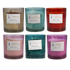 APOTHECARY GLASS CANDLE ASSORTED - Vanilla, Mint Eucalyptus, Orange Bergamot, Tuberose Wood, Amber Peony