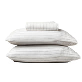 Silk & Snow - Linen Fitted Sheet & Pillowcases - Full (vintage pinstripe)