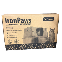 IronPaws XL Stainless Steel Covered Cat Litter Box - Blue