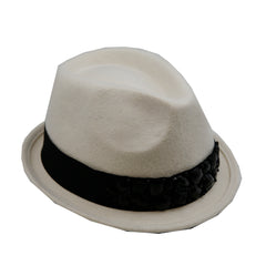 Hat Short Brim Fedora With Jeweled Trim - Colors : Black / W
